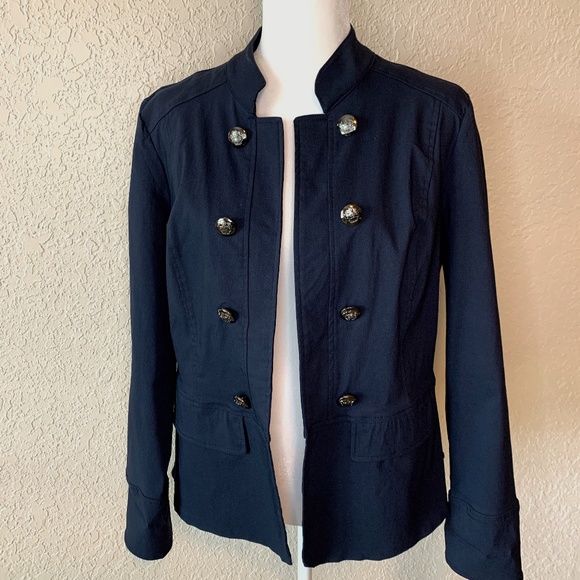 Roz & Ali Jackets & Blazers - ROZ & ALI Navy Blue Military Style Jacket